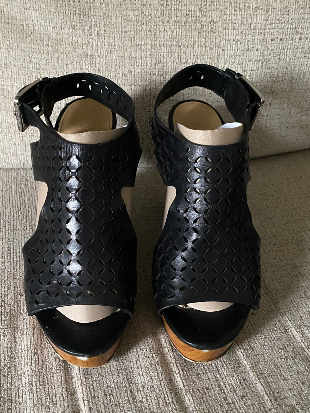 Michael Kors Black Wedge Sandals, Size 8 - photo 3