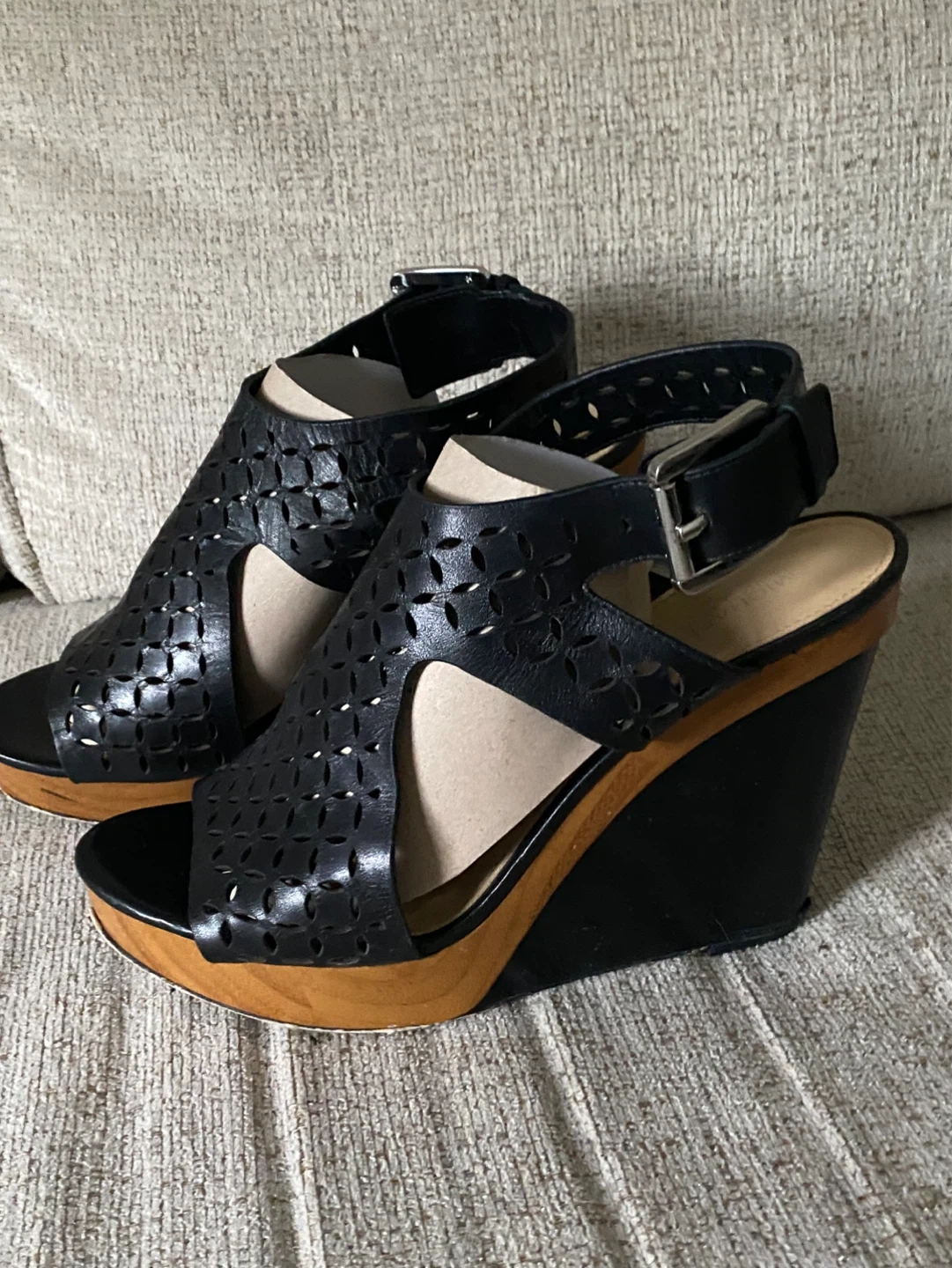 Michael Kors Black Wedge Sandals, Size 8 - photo 2