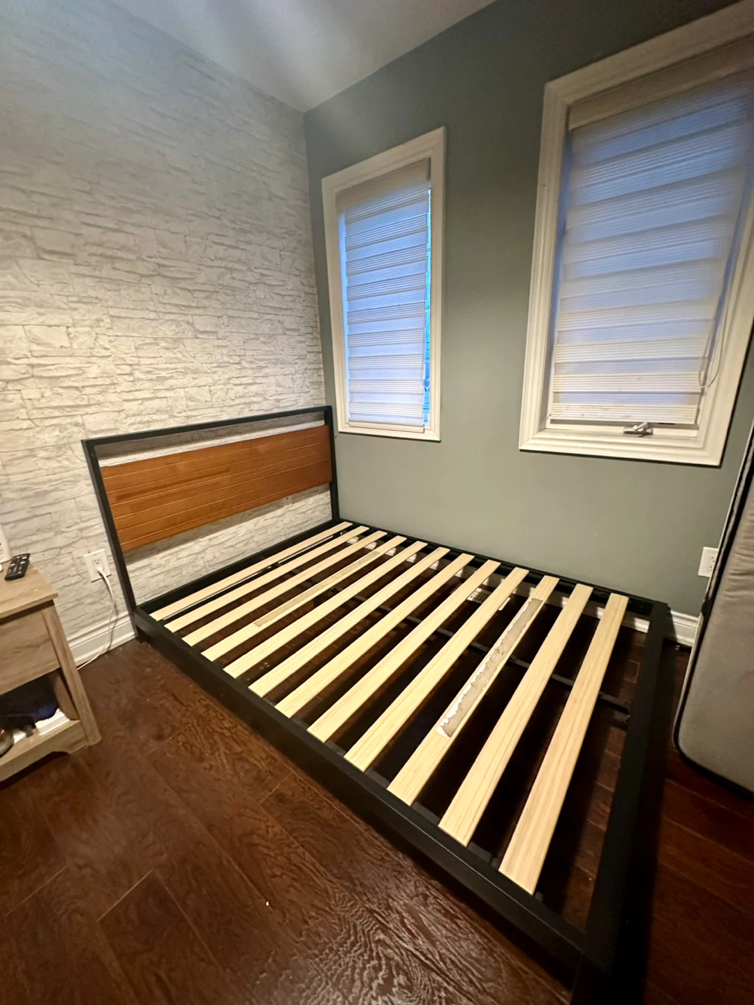 Metal Bed Frame with Wood Headboard - photo 3