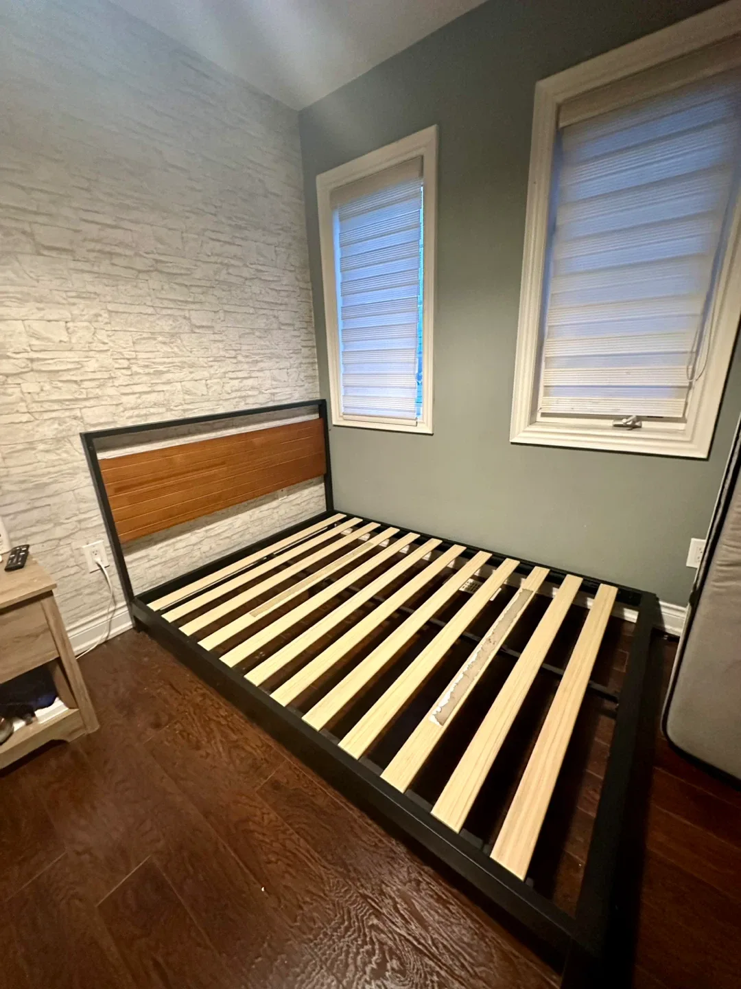 Metal Bed Frame with Wood Headboard - photo 3