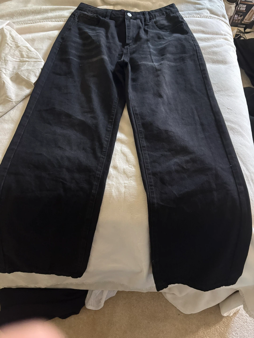 Black Wide Leg Denim Jeans - photo 2