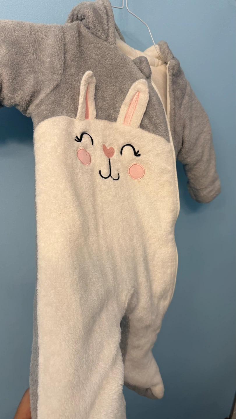 Baby Bunting Snowsuit - Gray/White Bunny 3-6 months - photo 3