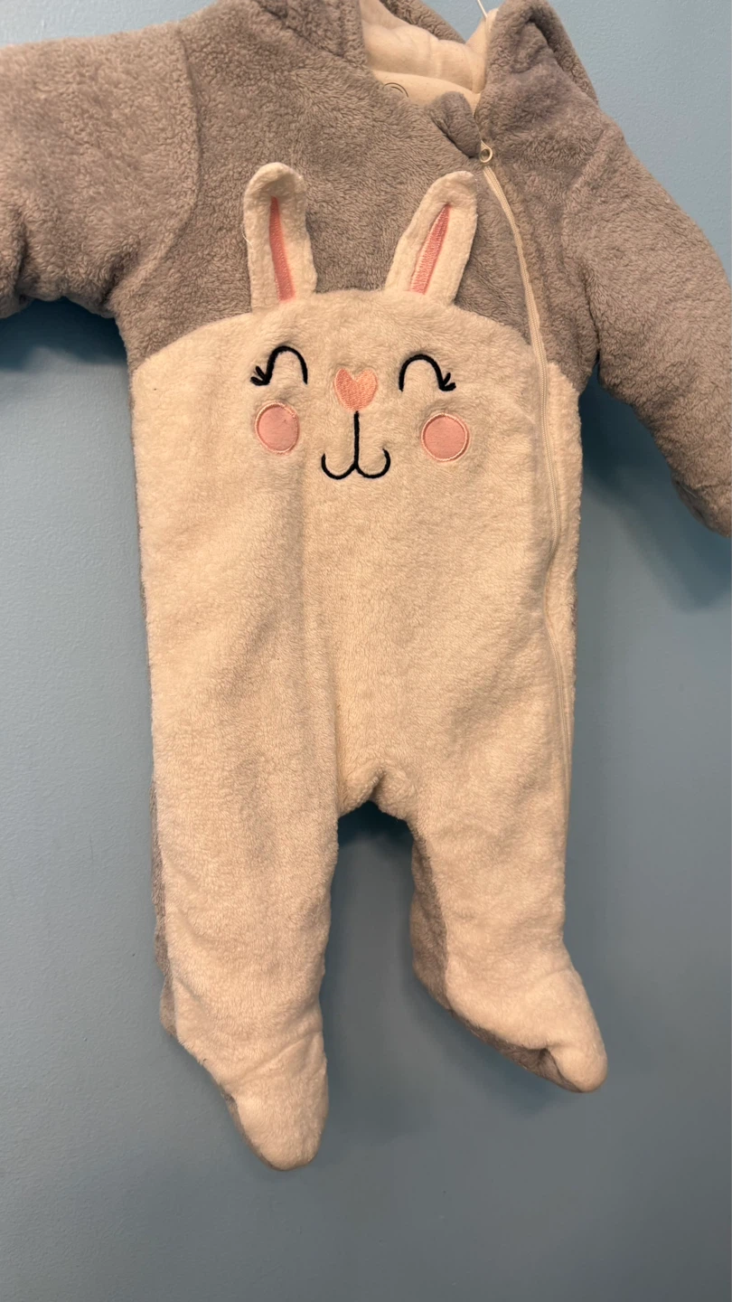 Baby Bunting Snowsuit - Gray/White Bunny 3-6 months - photo 2