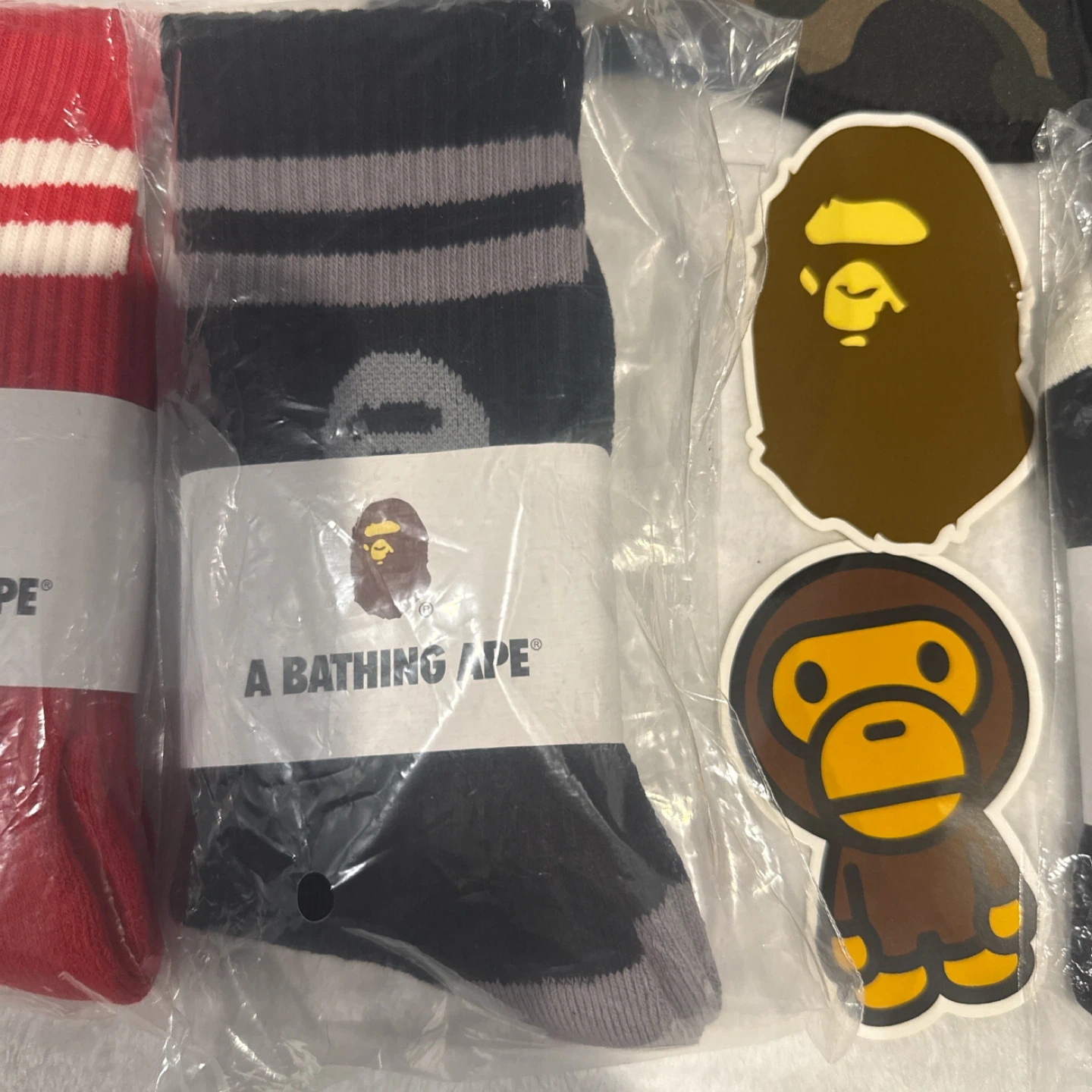 A Bathing Ape BAPE Socks & Face Mask Bundle with Stickers