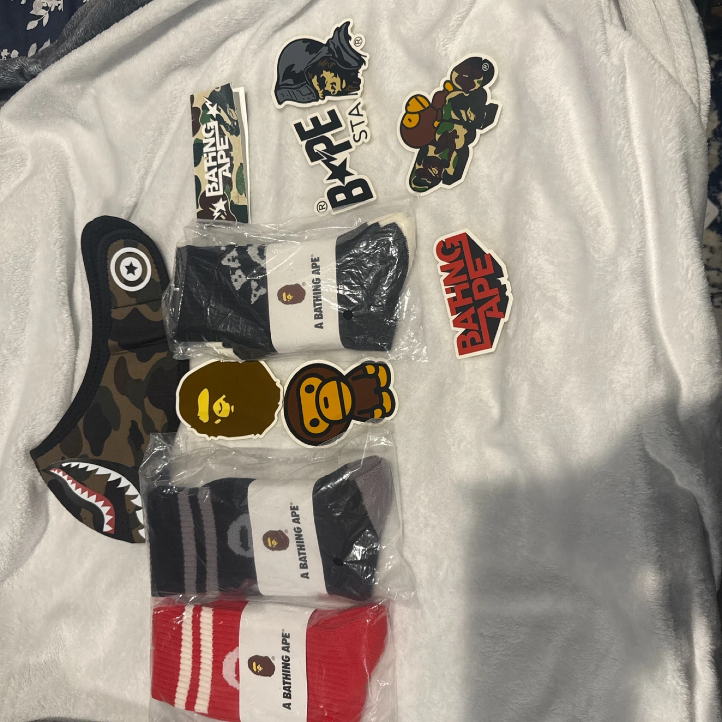 A Bathing Ape BAPE Socks & Face Mask Bundle with Stickers - photo 4