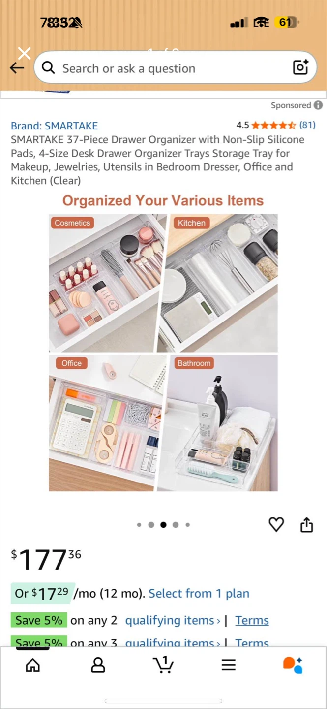 SMARTAKE 37-Piece Drawer Organizer Set