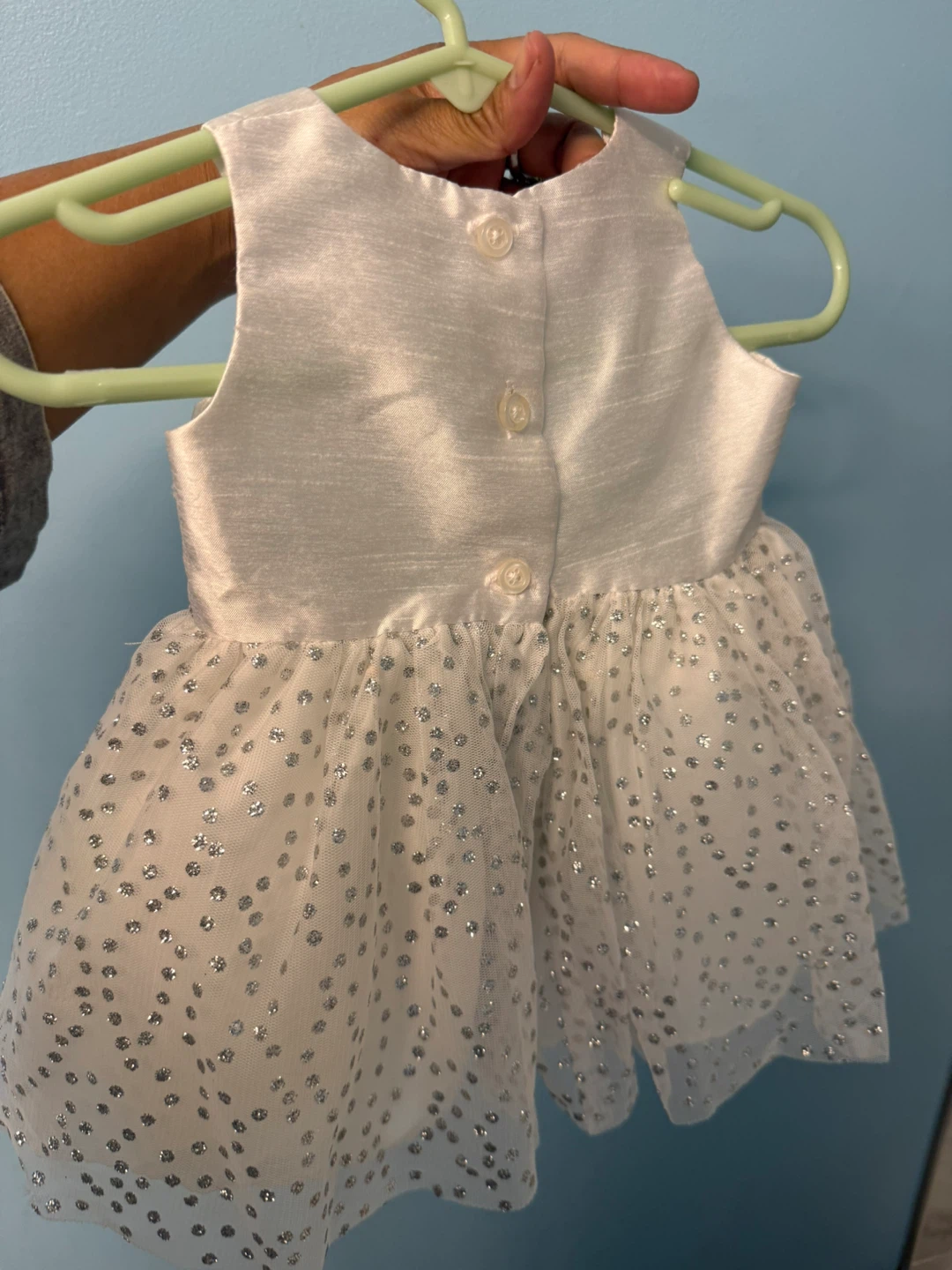 Baby Girl White Sparkle Tulle Dress 0 -3 months - photo 2