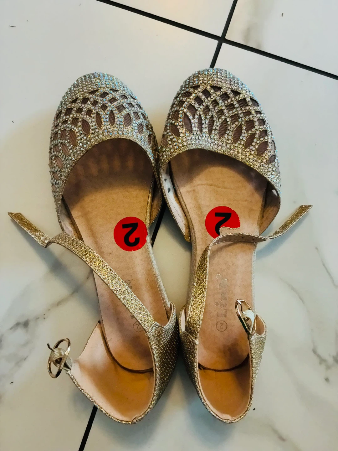 Link Girls' Sparkly Gold Flat Shoes Size 2