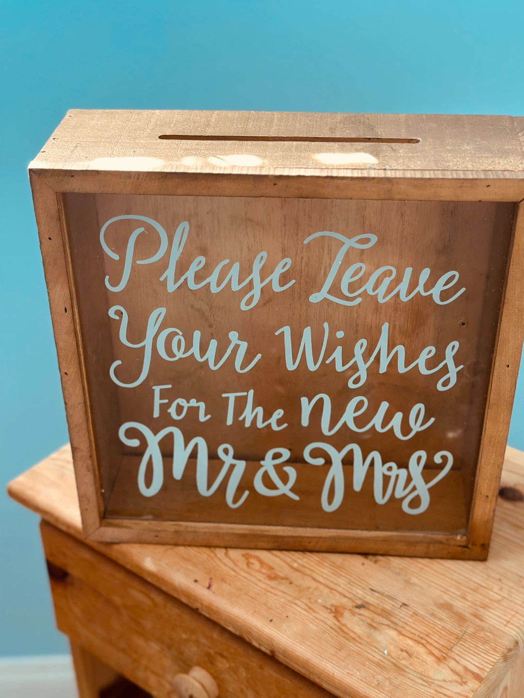 Wooden Wedding Wishes Card Box