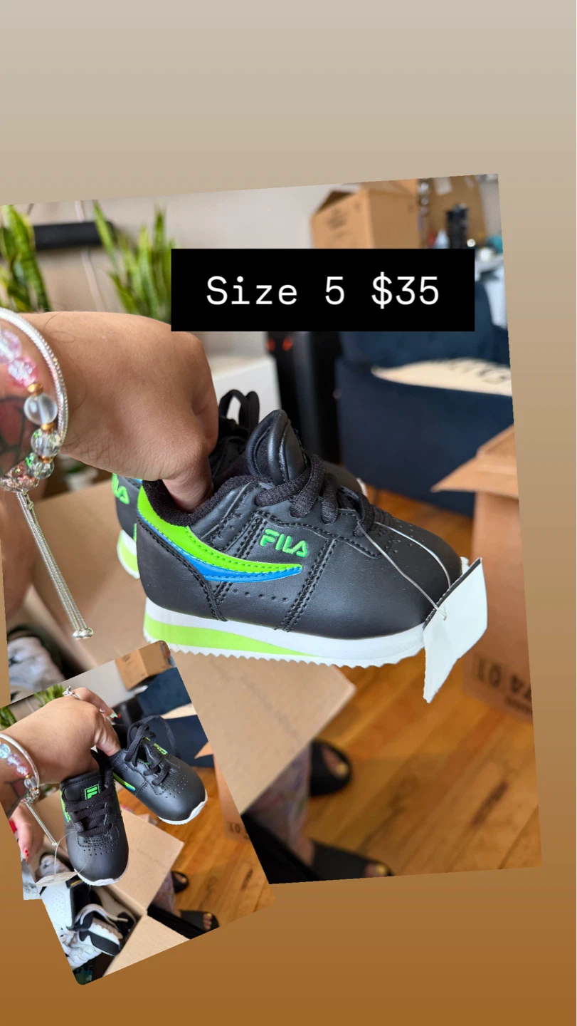Fila Toddler Shoes Size 5 Black & Neon Green