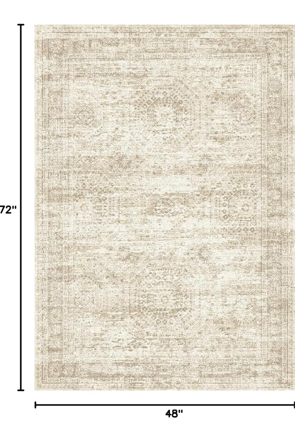 Lightweight Area Rug 48" x 72" Cream - photo 2
