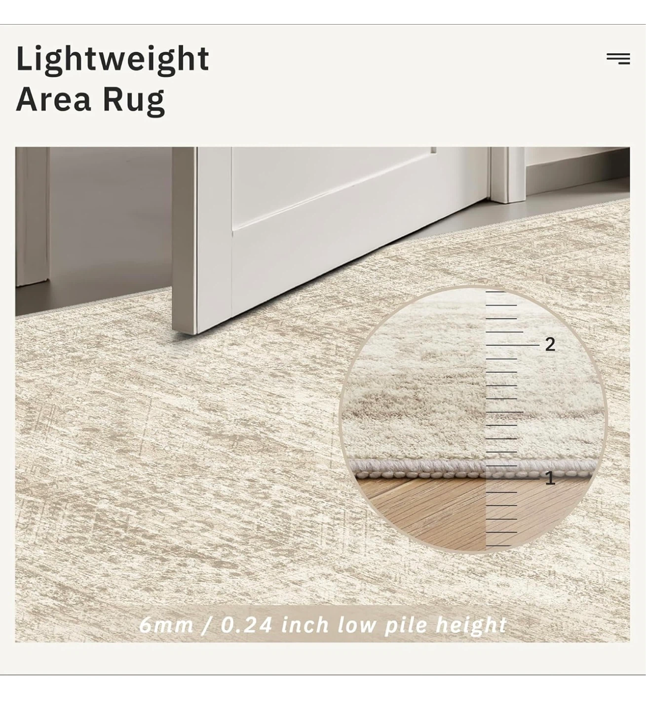 Lightweight Area Rug 48" x 72" Cream - photo 3