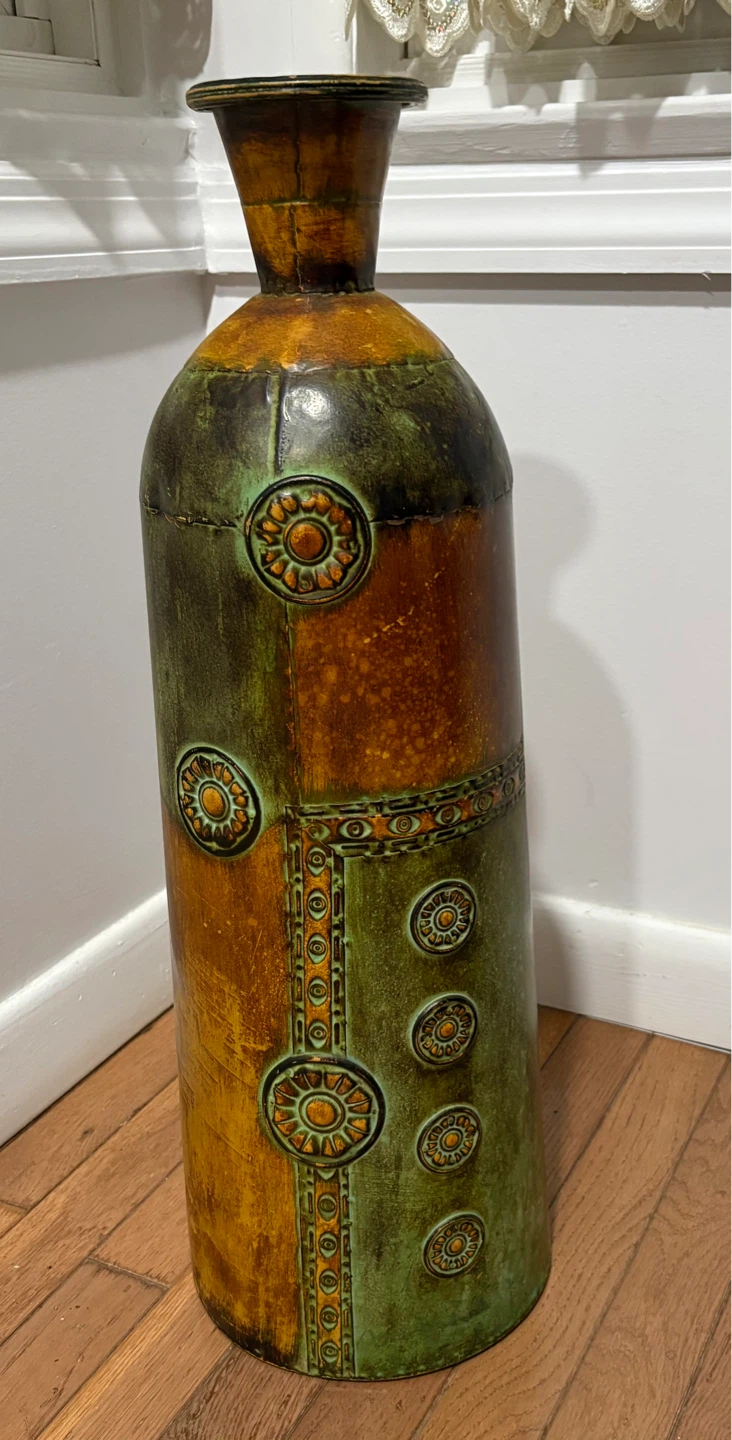 Tall Decorative Vase with Embossed Details