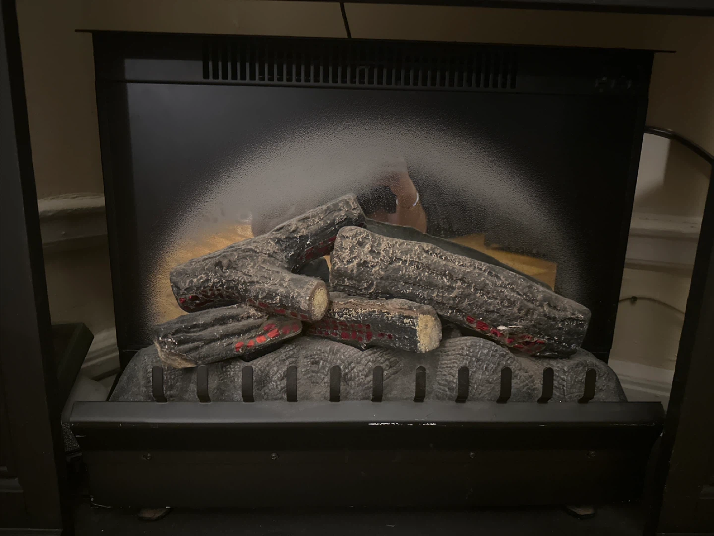 Vintage Black Electric Fireplace with Log Effect - photo 2