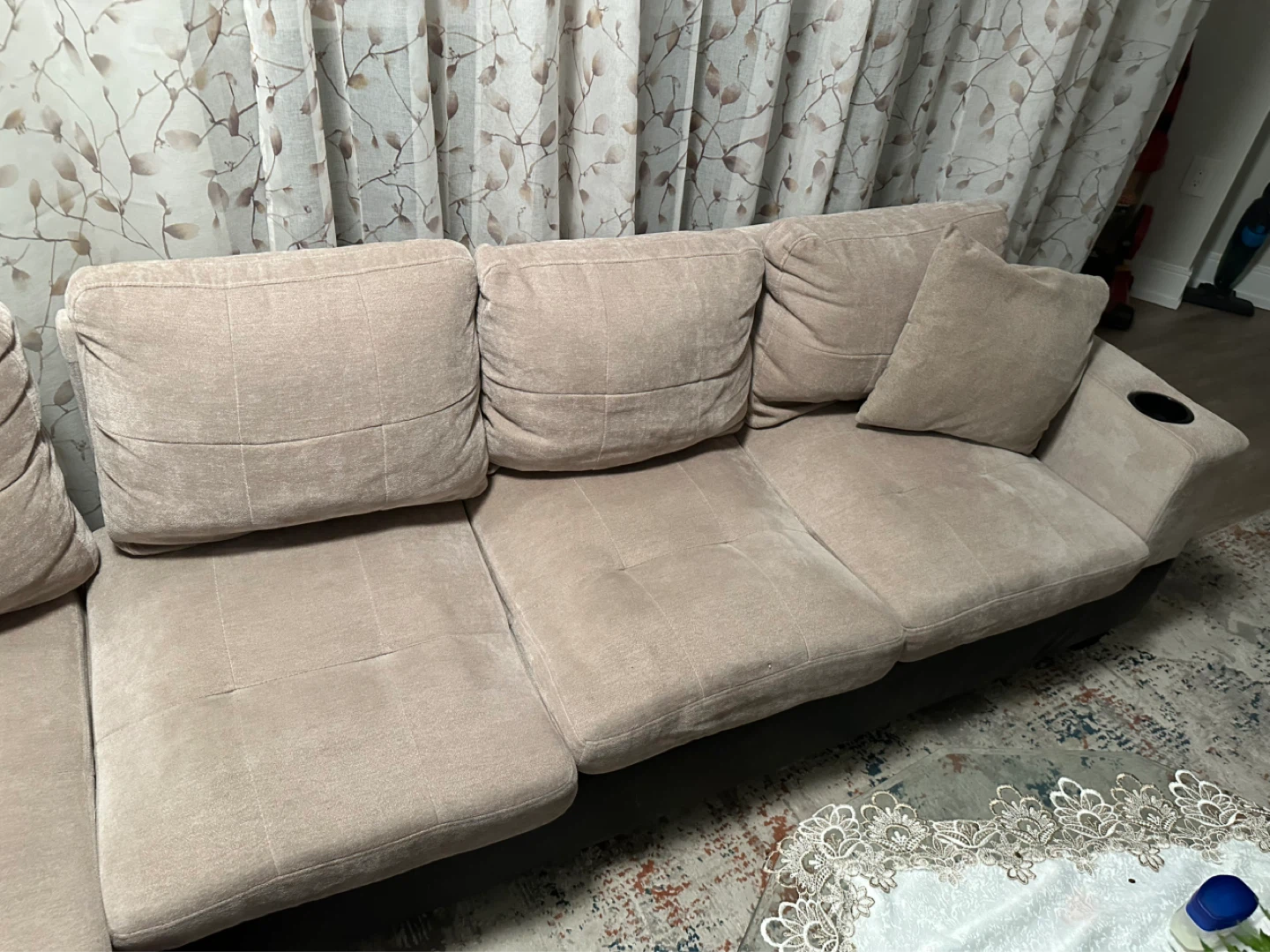 Beige Sectional Sofa with Ottoman - photo 4