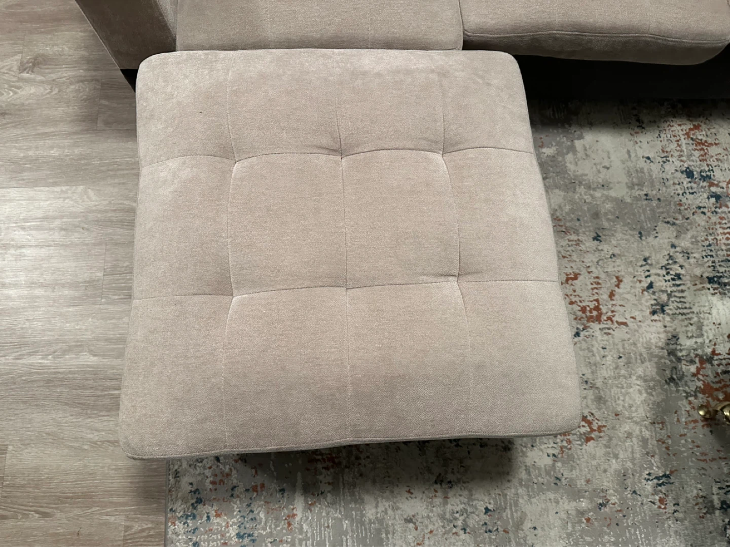 Beige Sectional Sofa with Ottoman - photo 2