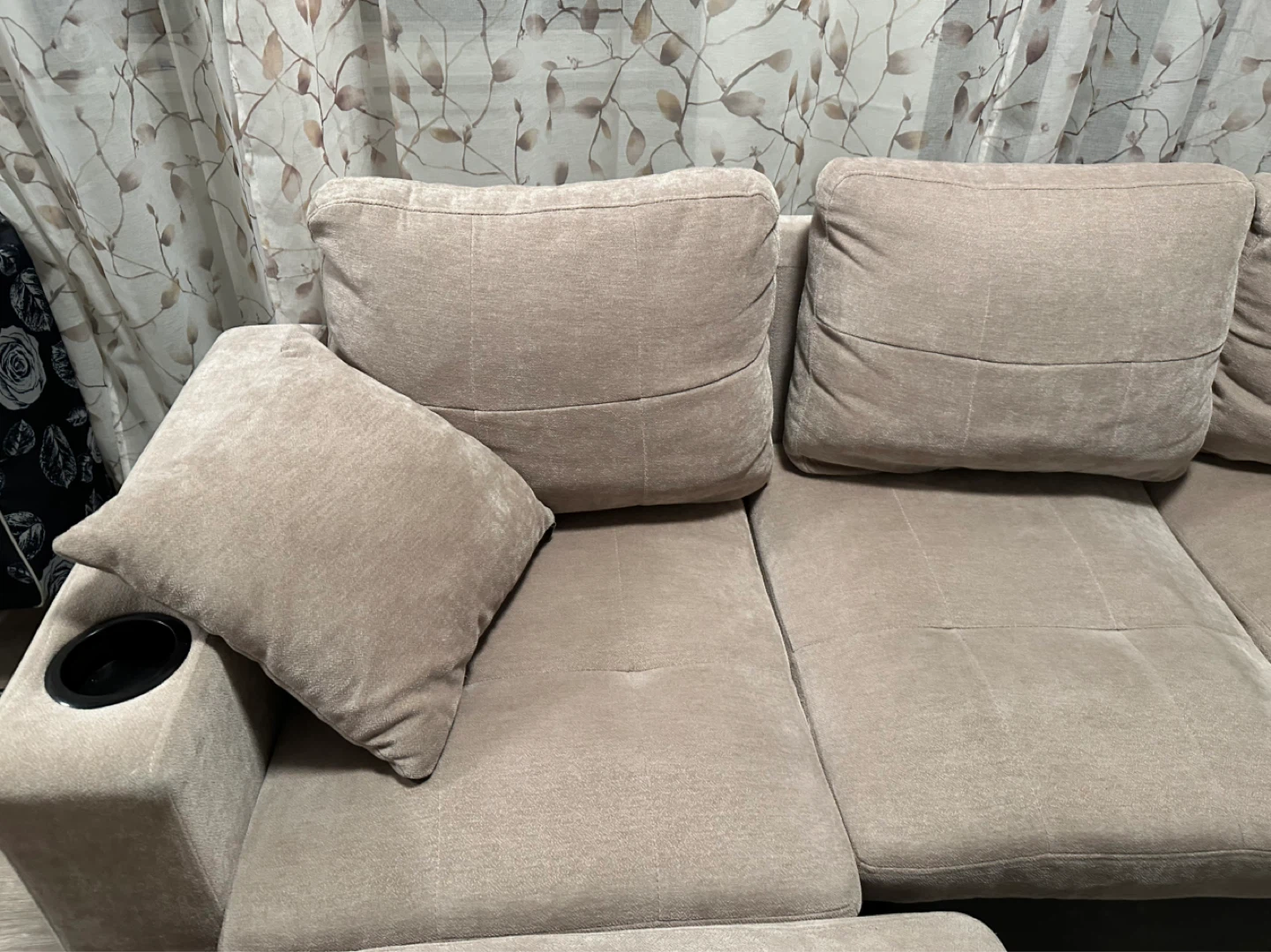 Beige Sectional Sofa with Ottoman - photo 3