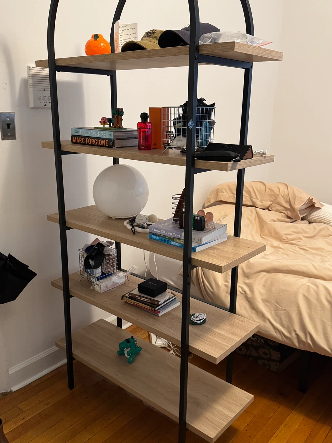 Arch Bookshelf with 5 Tiers and Oak Finish