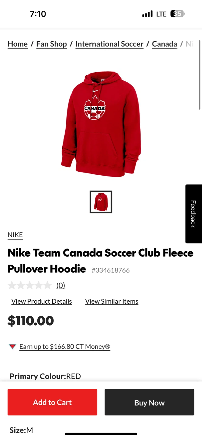Nike Therma-Fit Canada Soccer Pullover Hoodie - Red - Medium - photo 3