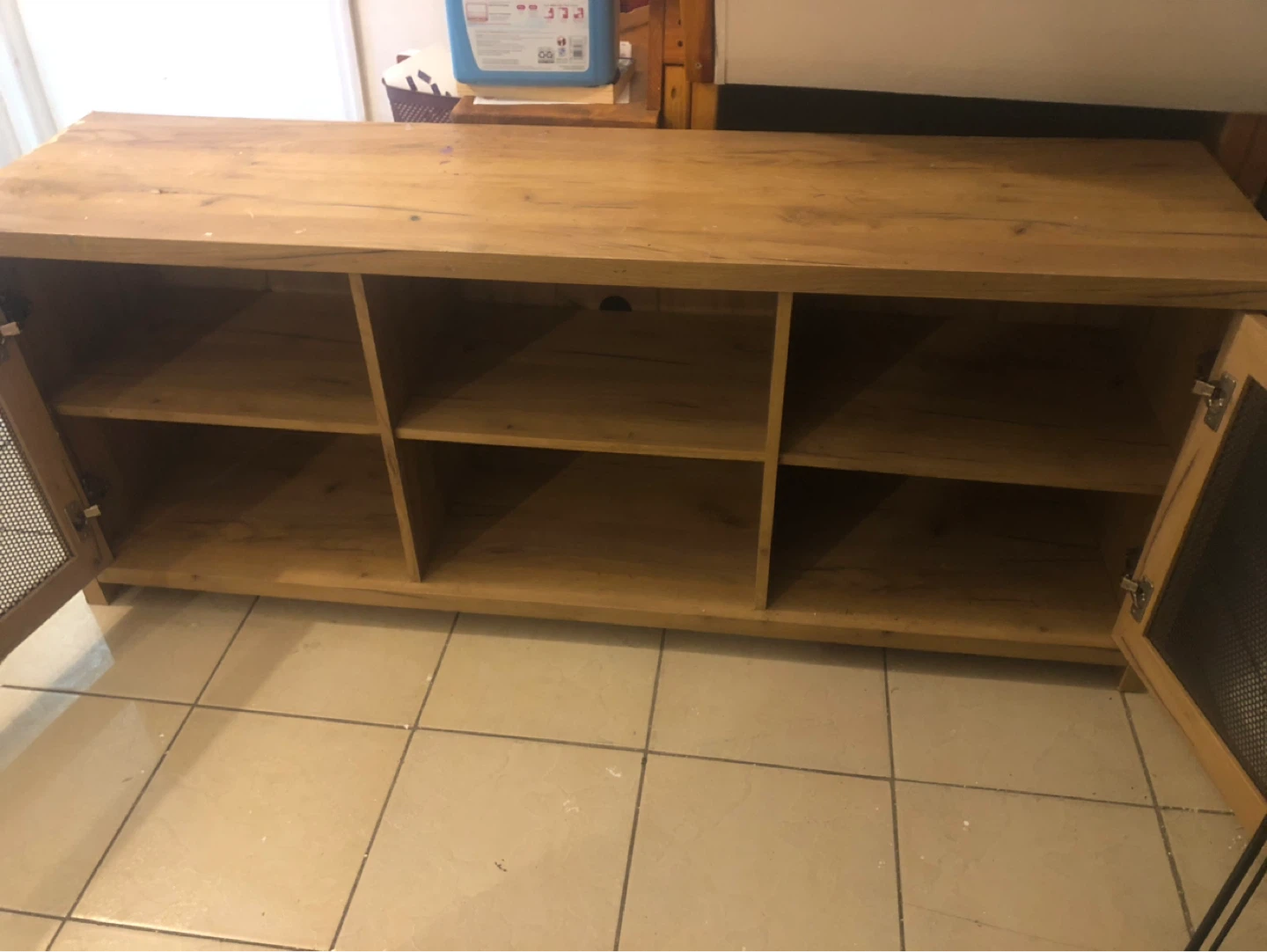Wooden Media Console with Mesh Doors