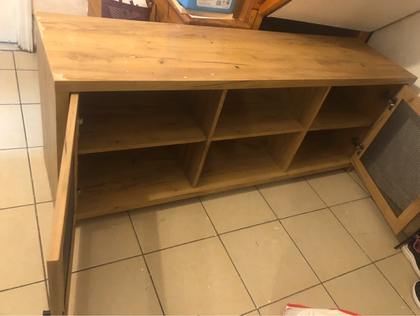 Wooden Media Console with Mesh Doors - photo 3