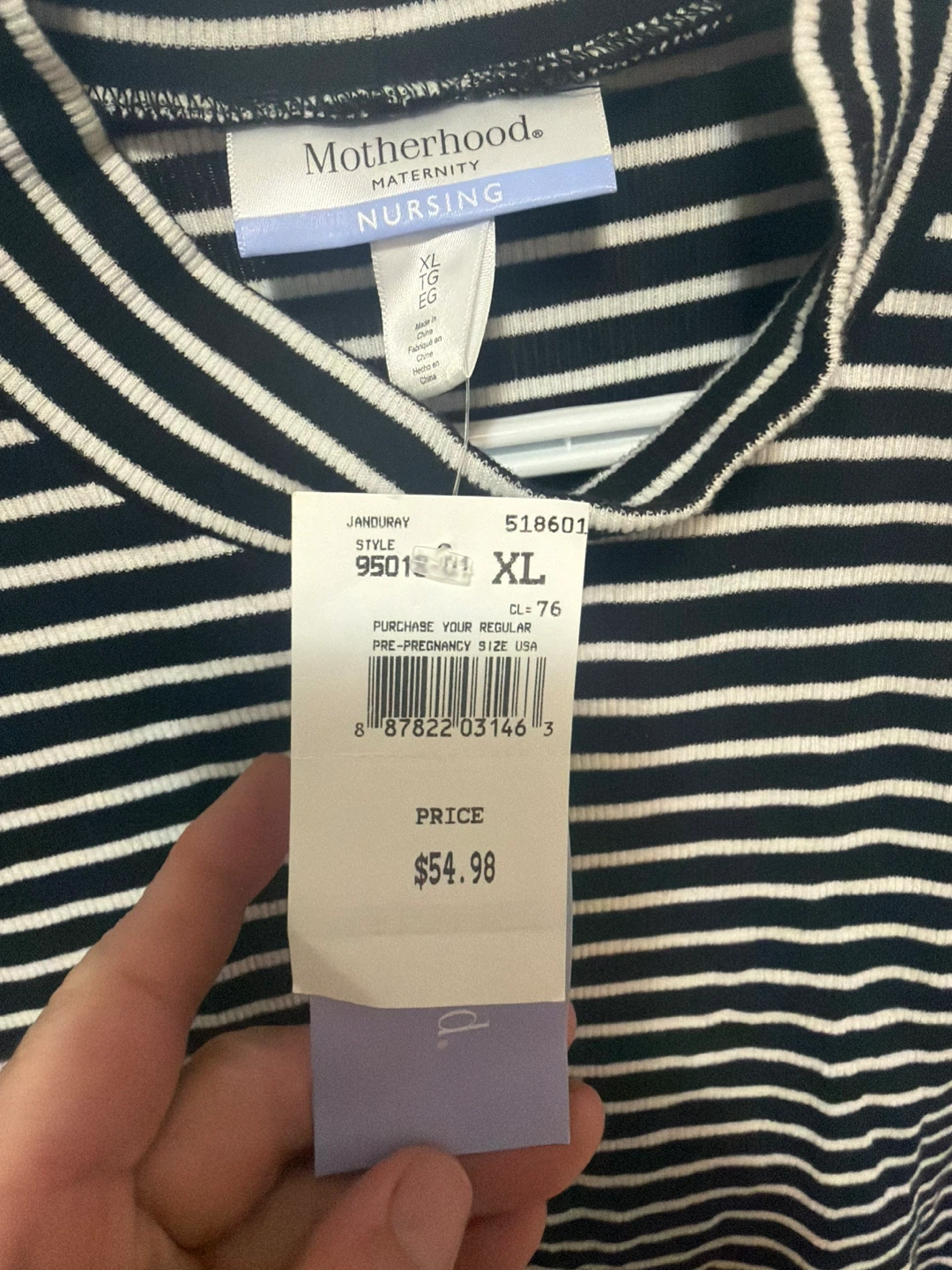 Motherhood Maternity Nursing Dress XL Black & White Stripe - photo 5