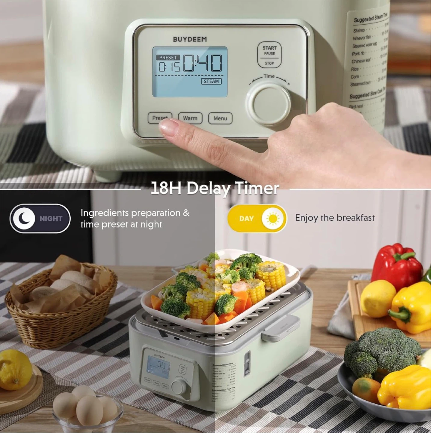 BUYDEEM Electric Food Steamer