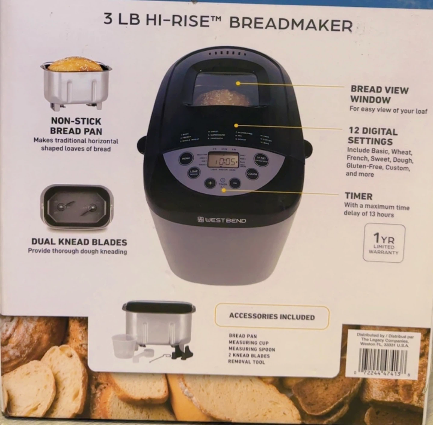 West Bend 3 LB Hi-Rise Breadmaker - photo 2