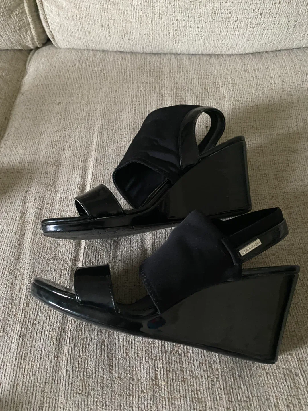 Calvin Klein Black Wedge Sandals Size 7.5 - photo 2