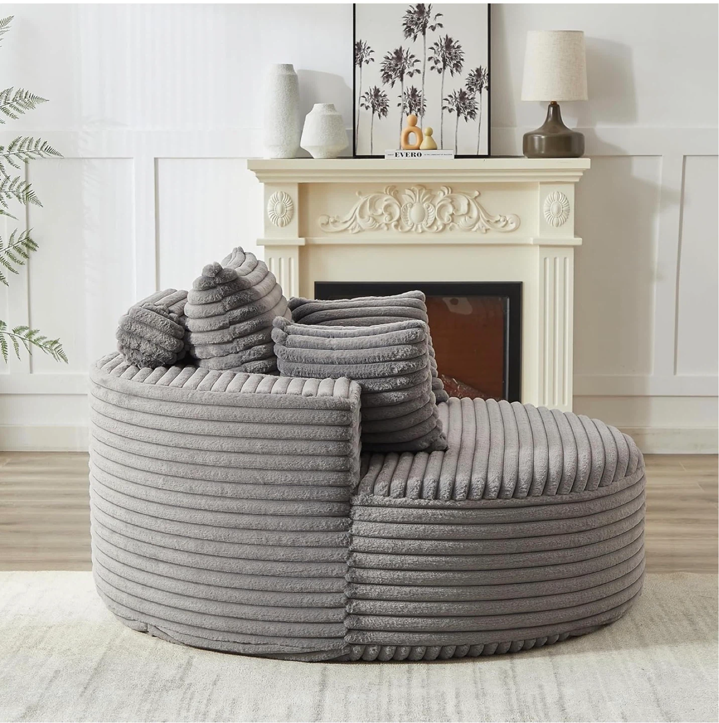 Plush Round Accent Chair with Pillow - photo 2
