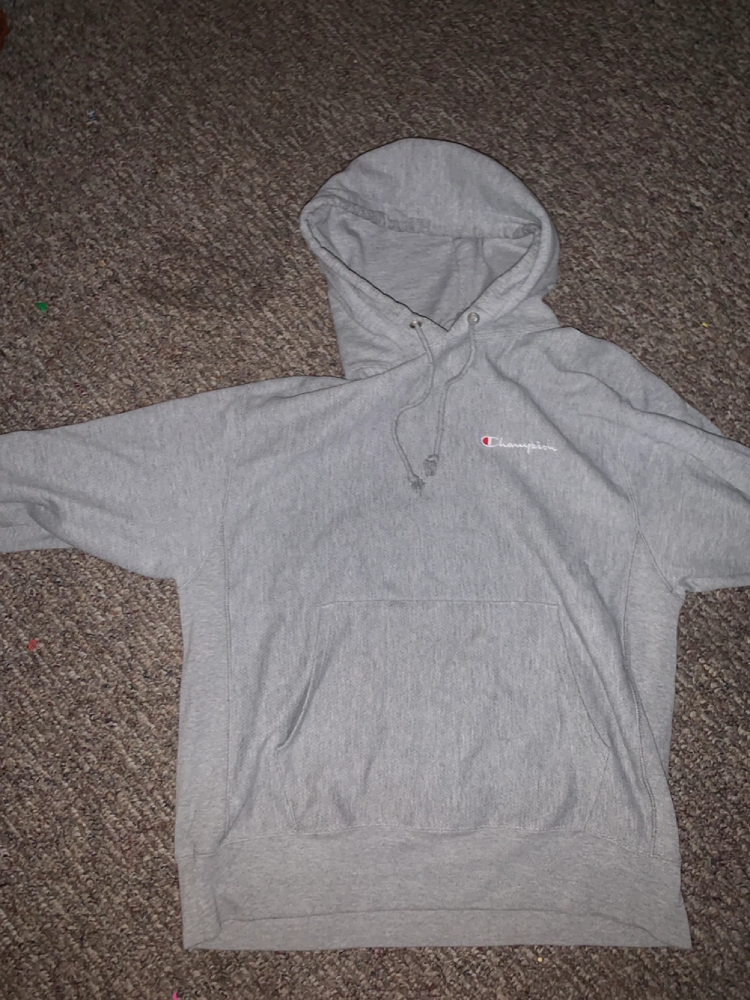 Champion Reverse Weave Hoodie Grey Size Large