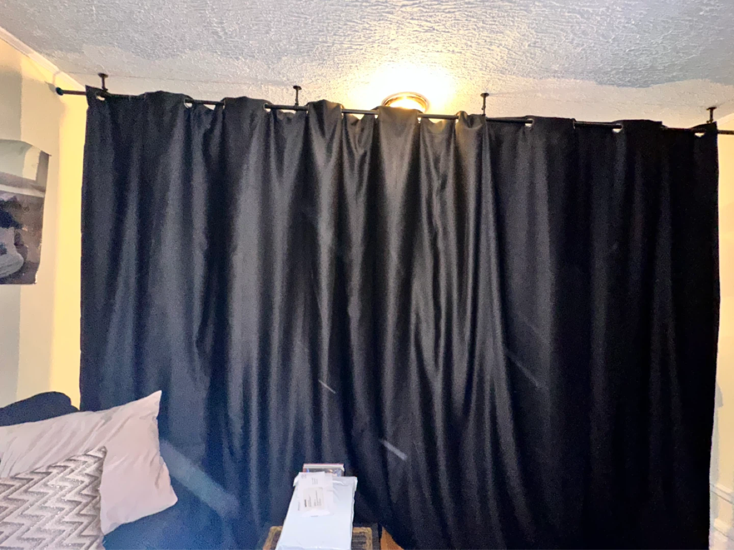 Black Room Divider Curtains with Grommets