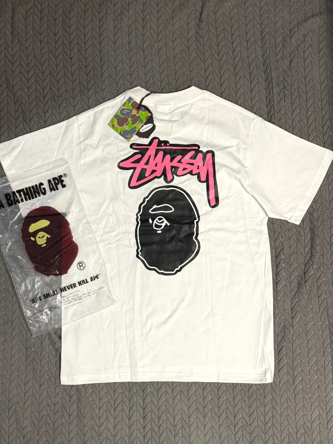 A Bathing Ape x Stussy White T-Shirt - photo 2