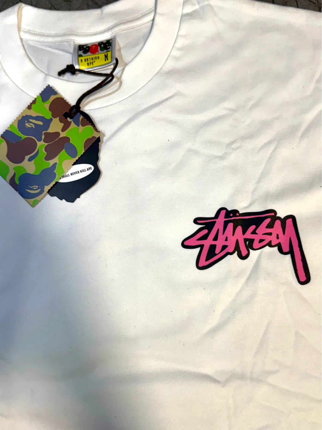 A Bathing Ape x Stussy White T-Shirt - photo 4