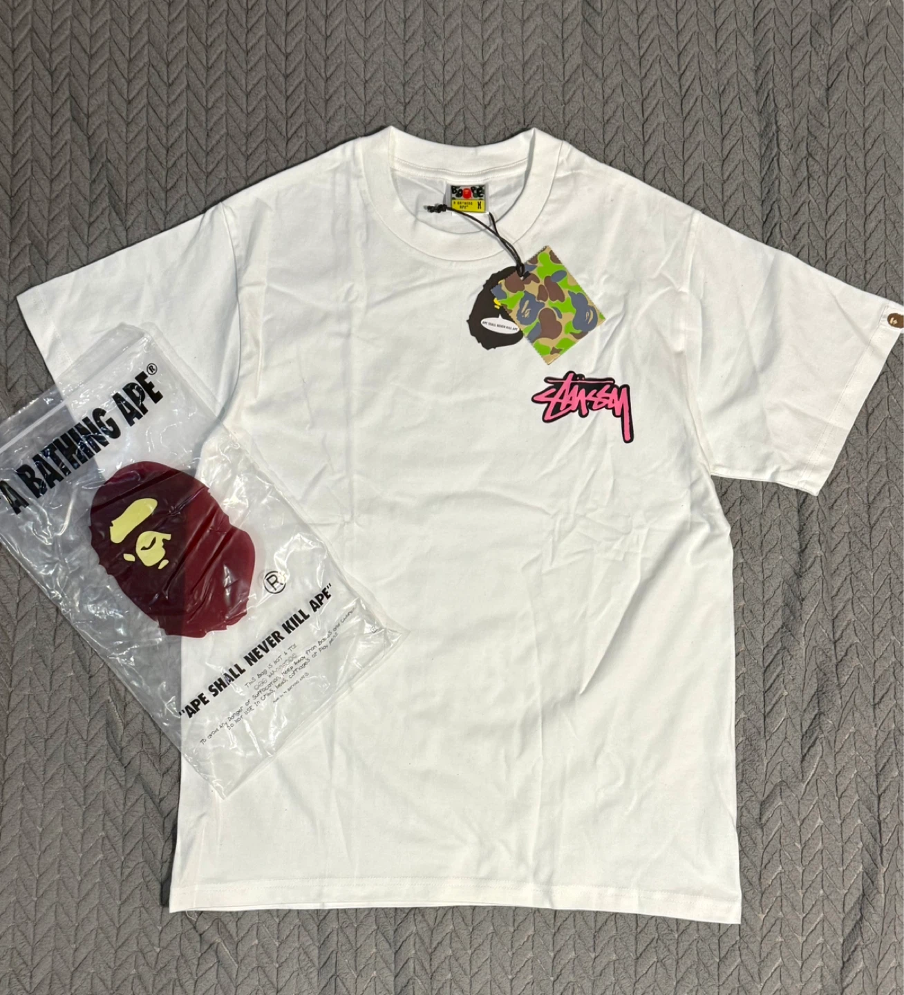 A Bathing Ape x Stussy White T-Shirt