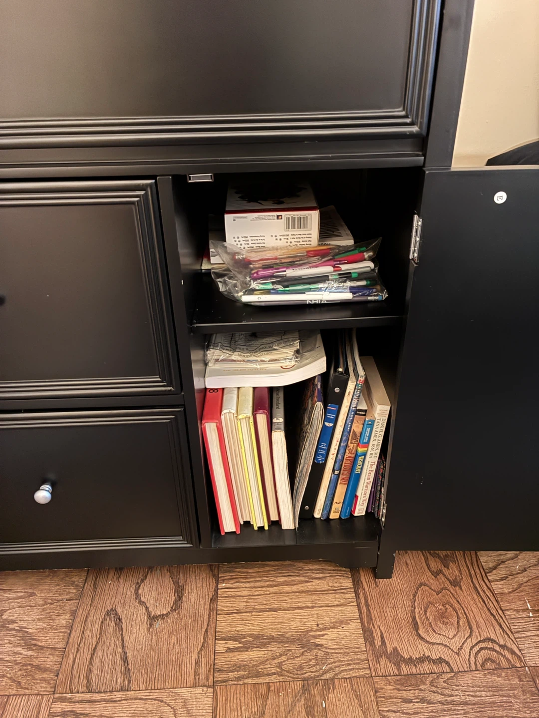 Black Secretary Desk with Storage and Fold-Down Table - photo 3