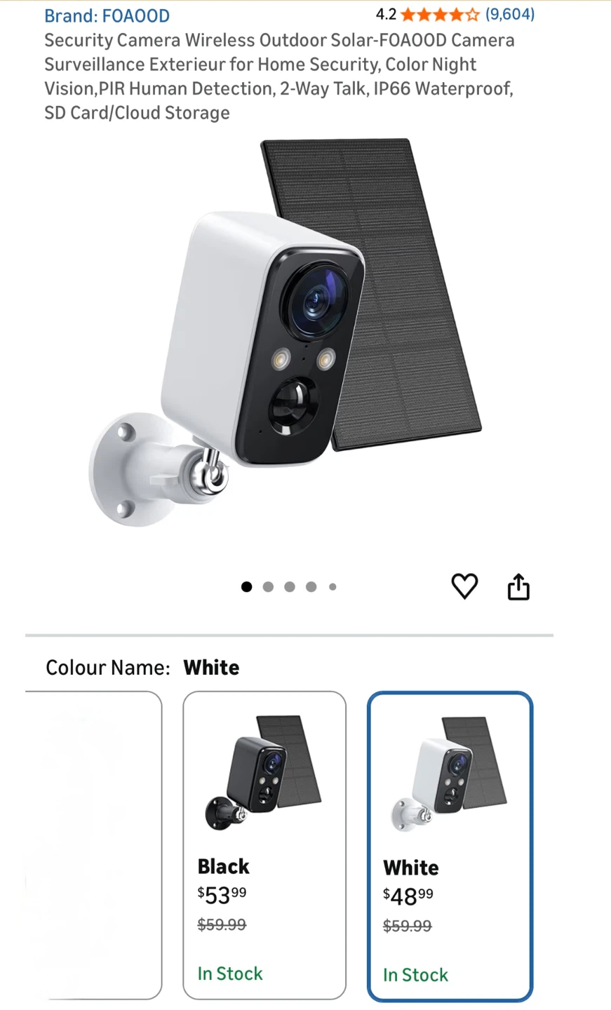 NEW - FOAOOD Outdoor Solar Security Camera w/ Night Vision