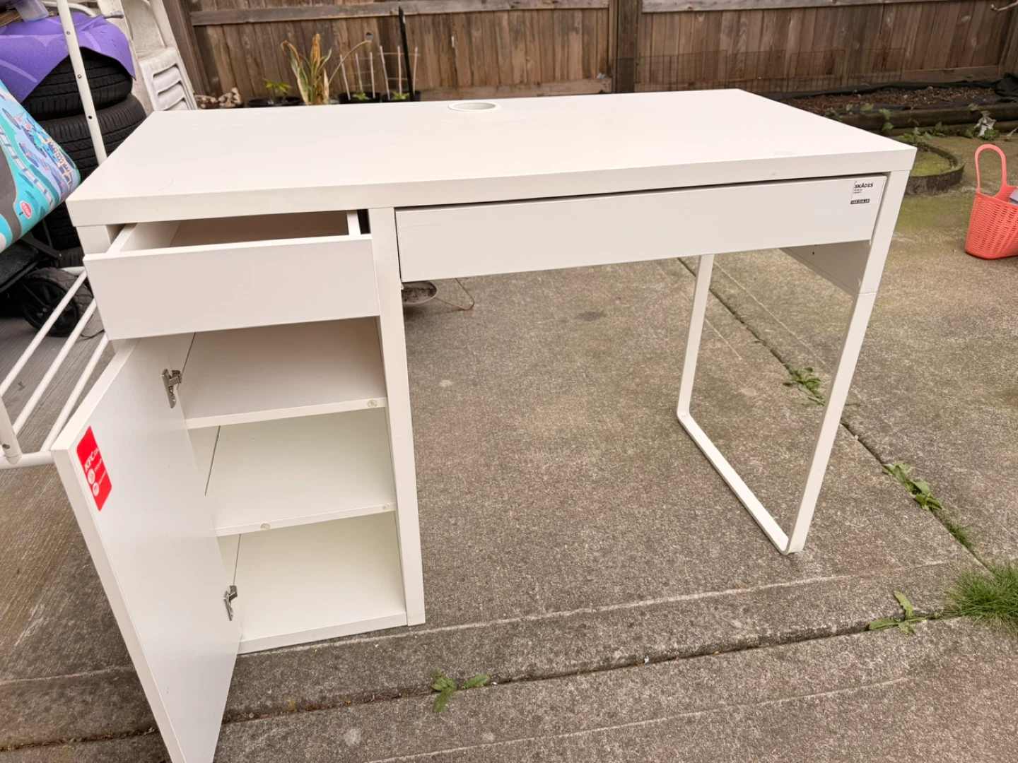 White IKEA MICKE Desk with Drawer and Storage - photo 2
