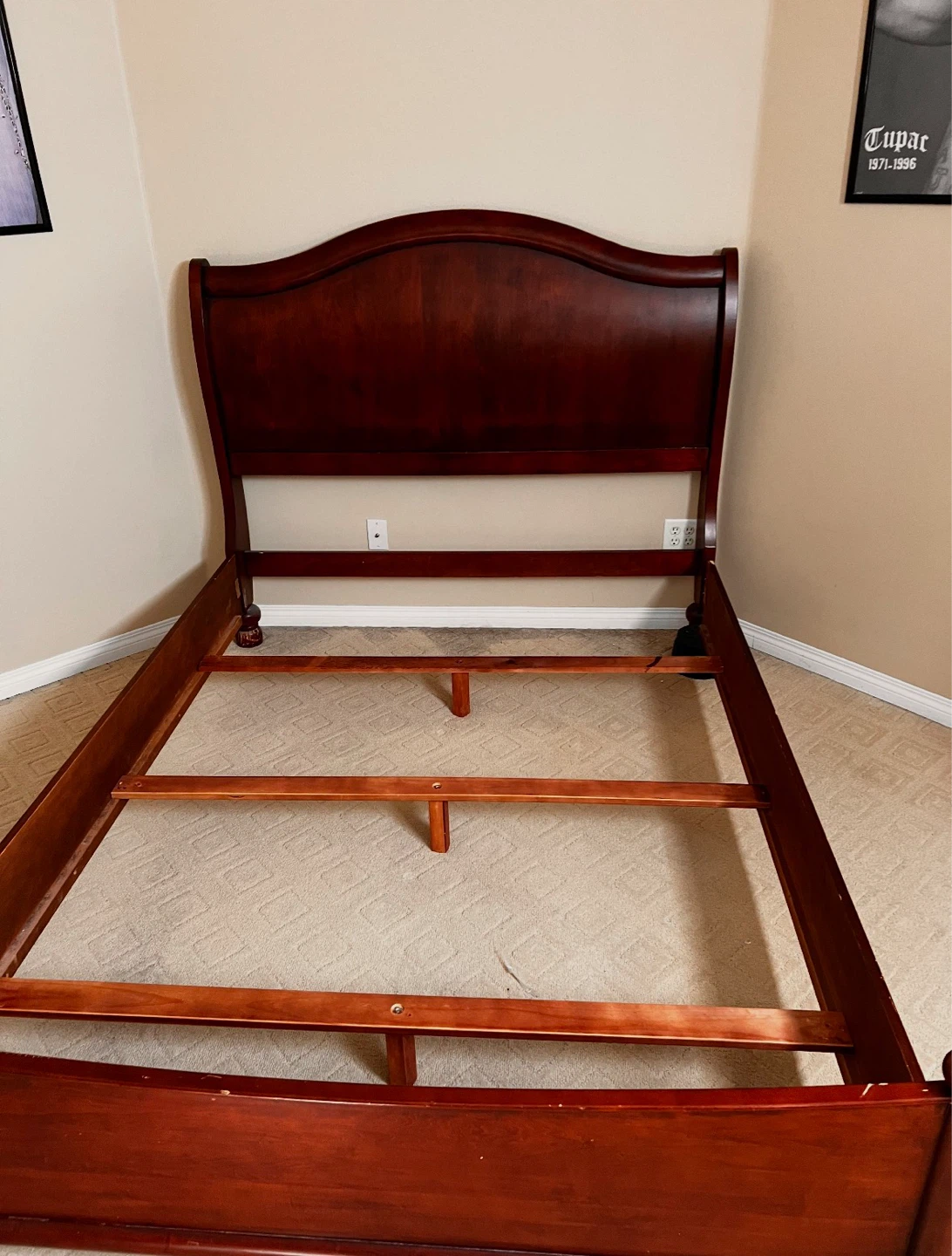 Dark Wood Bed Frame with Headboard Queen size - photo 2