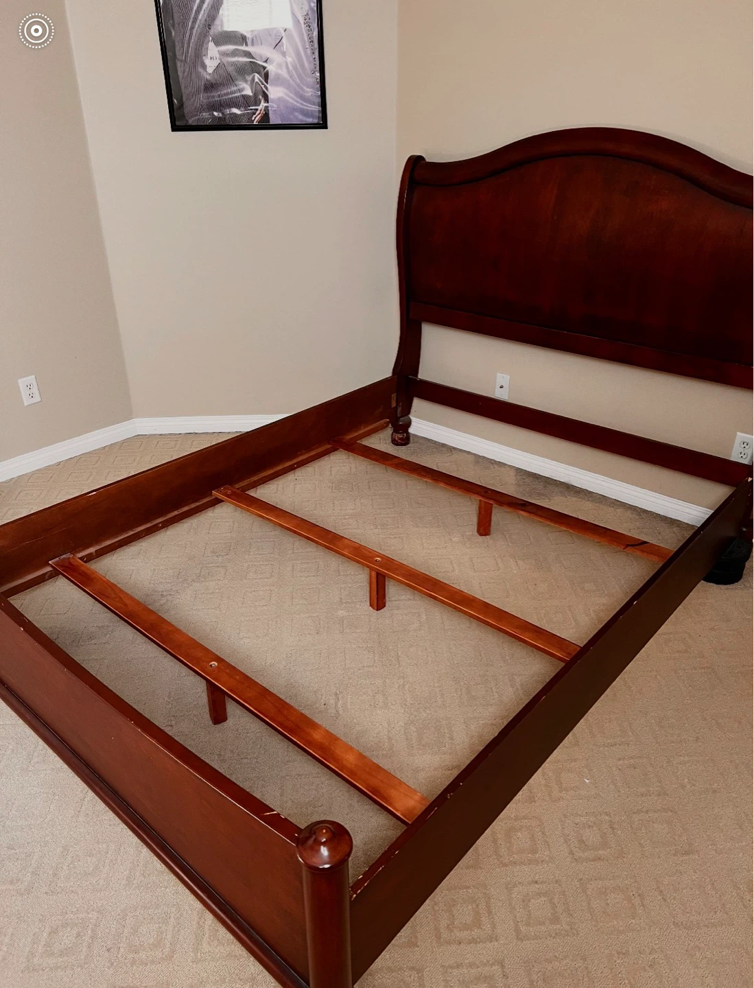 Dark Wood Bed Frame with Headboard Queen size