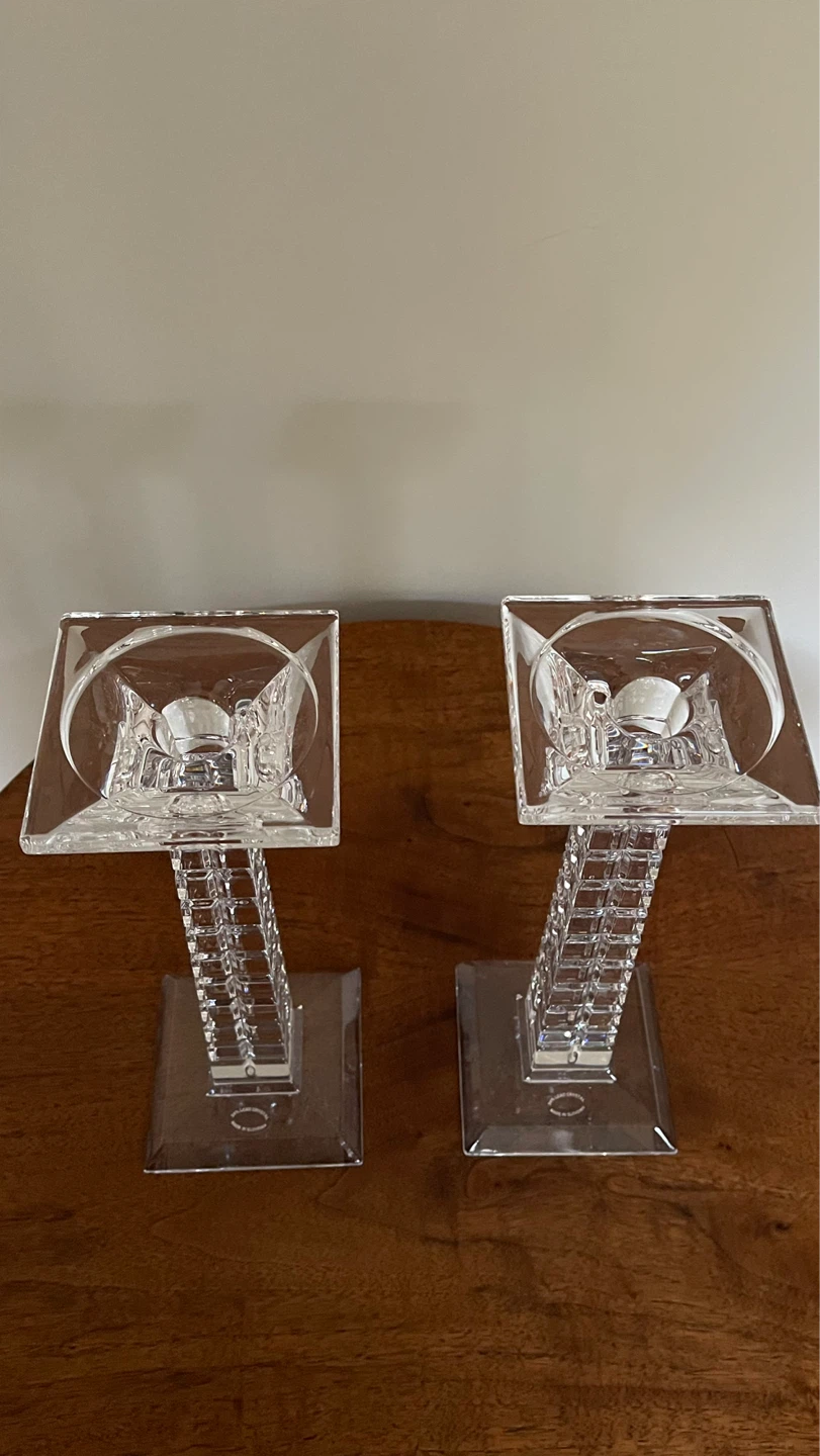 Set of 2 Vintage Mikasa Crystal "Coliseum" Candle Holders - photo 2