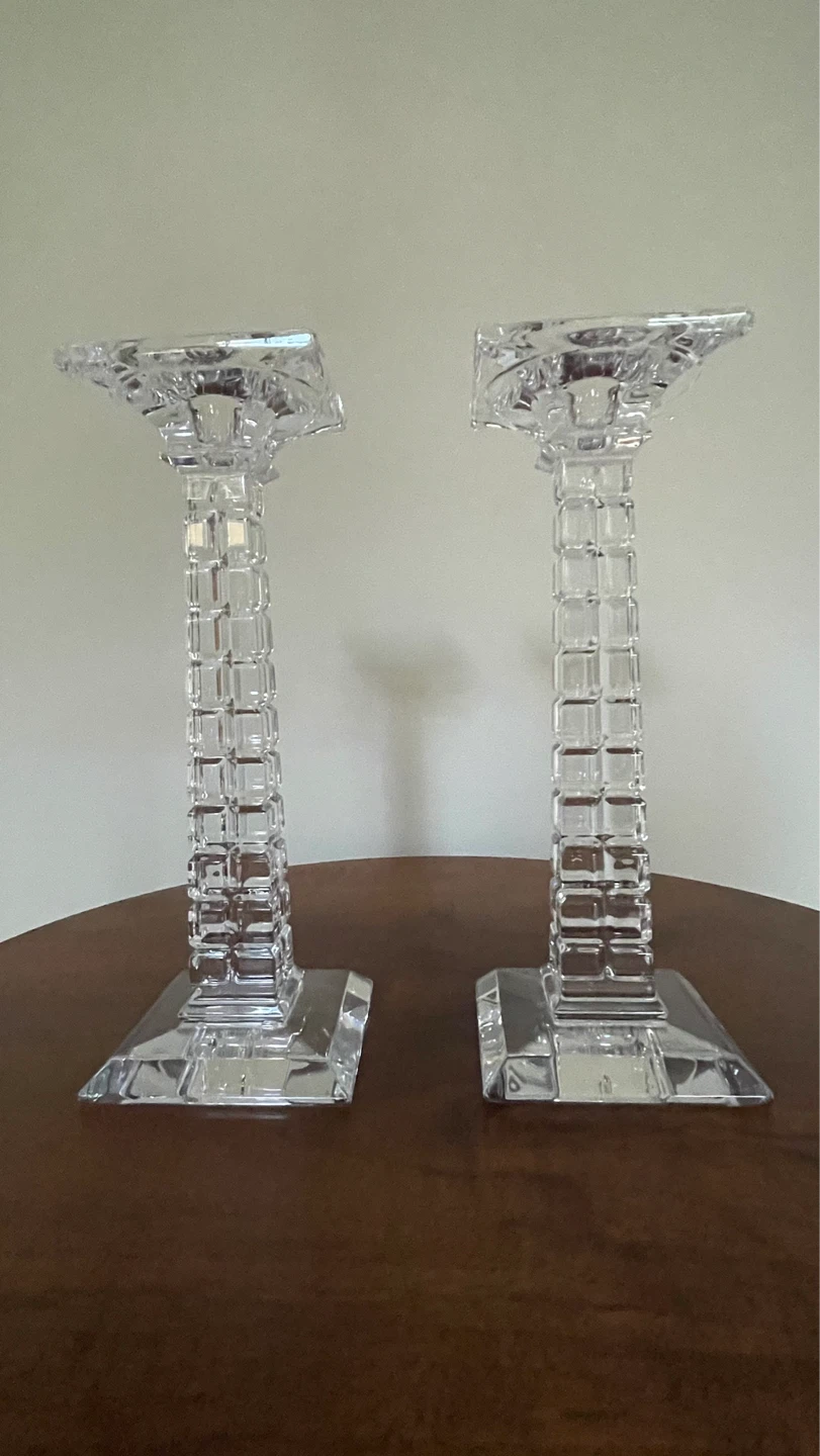 Set of 2 Vintage Mikasa Crystal "Coliseum" Candle Holders