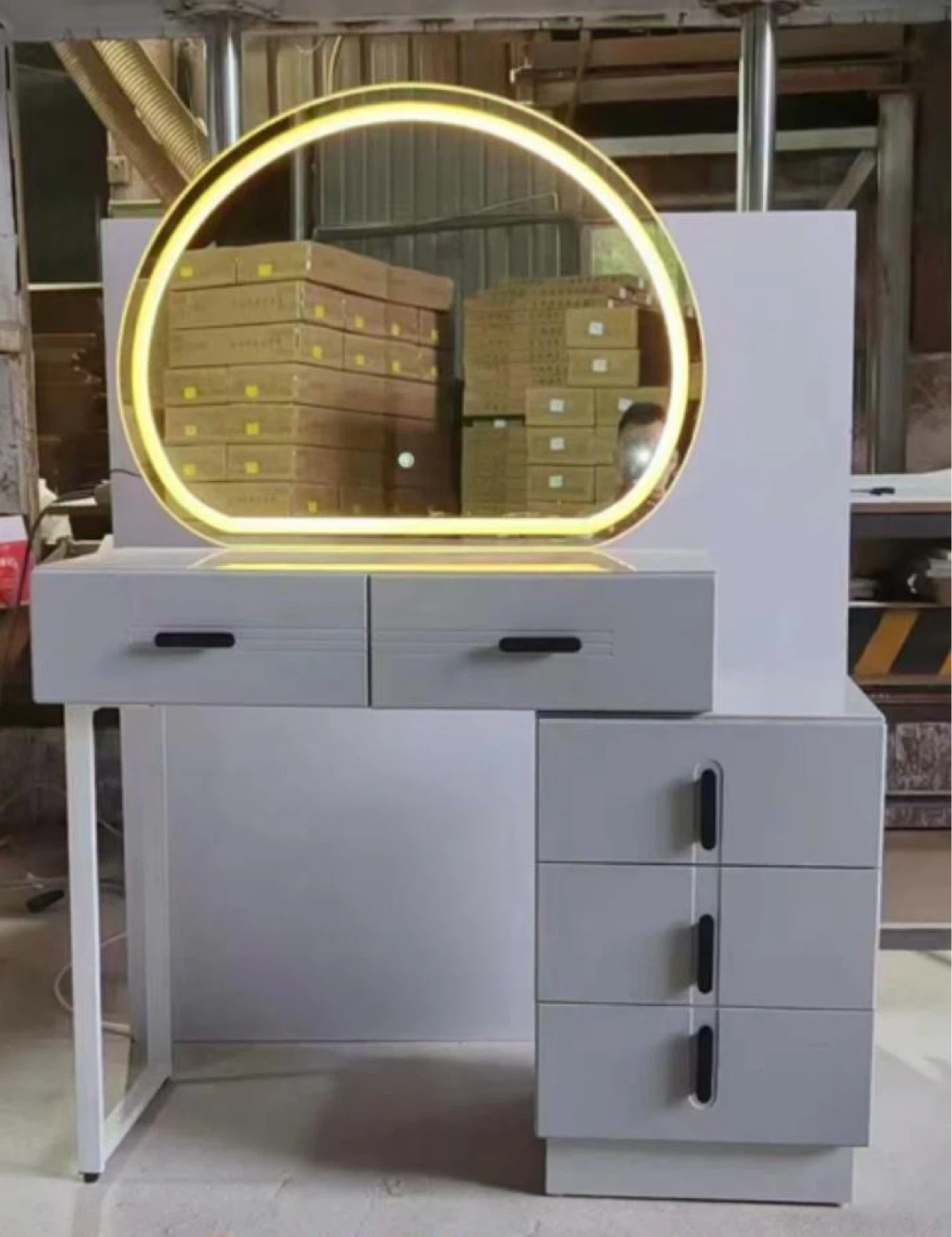 Vanity Desk with Light-Up Mirror and Stool - photo 5