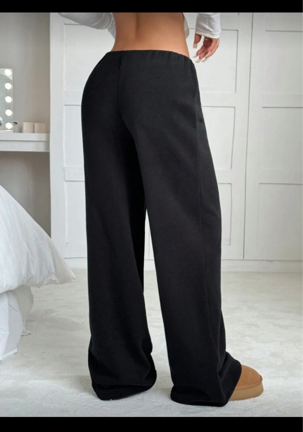 Black Thermal Wide Leg Sweatpants - photo 4