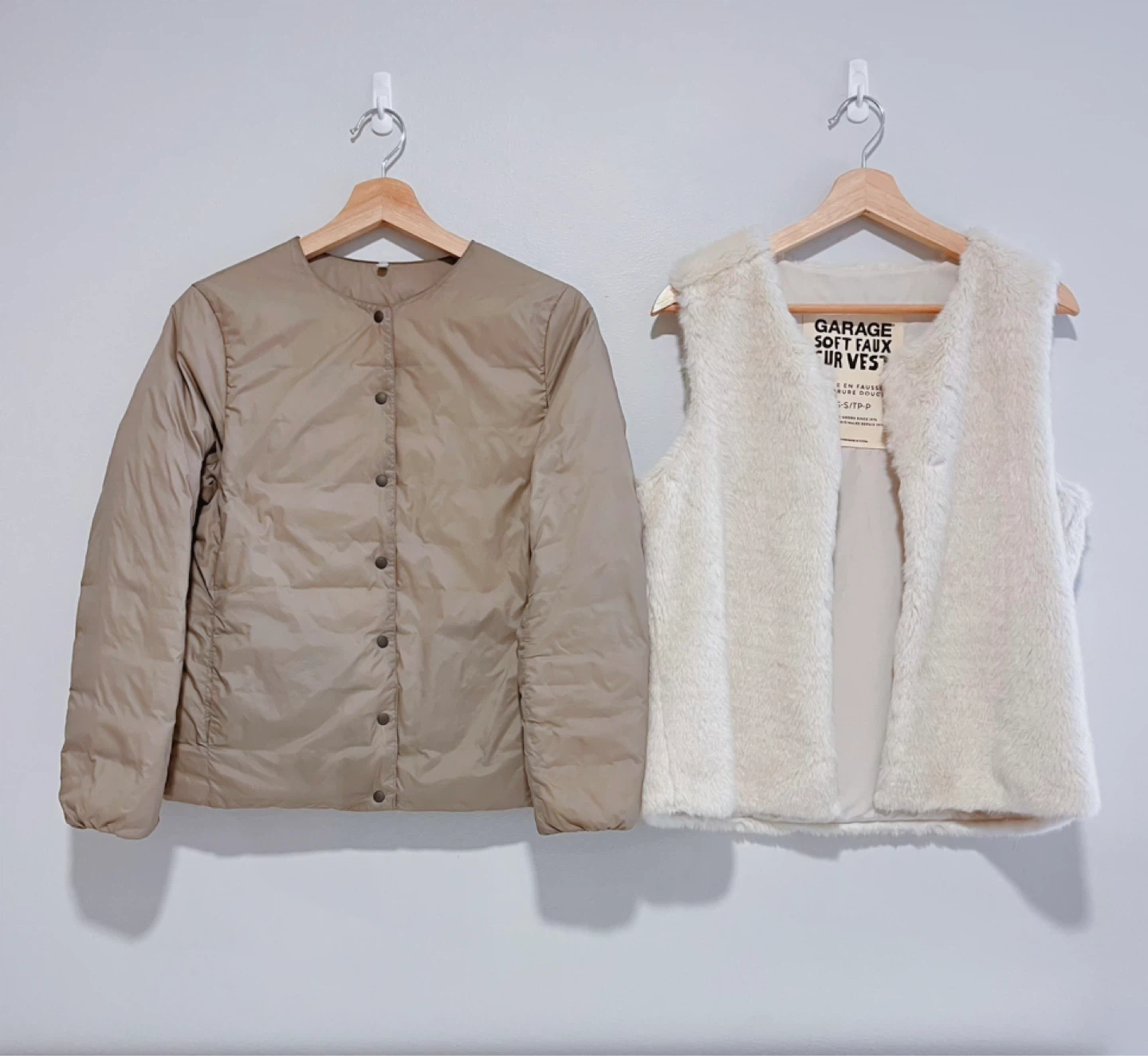 MUJI Puffer Jacket  & Garage Faux Fur Vest