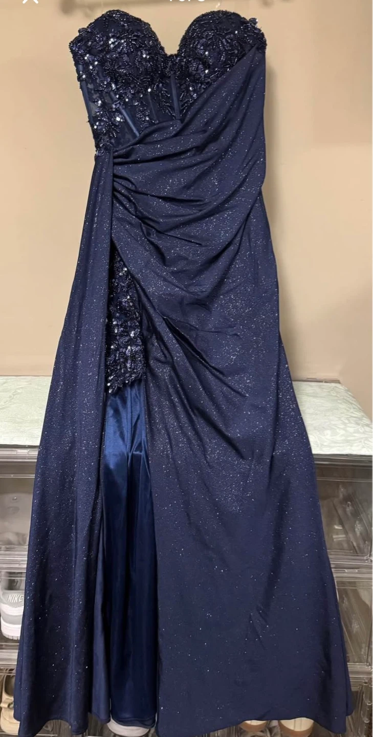 Navy Blue Sparkle Corset Evening Gown