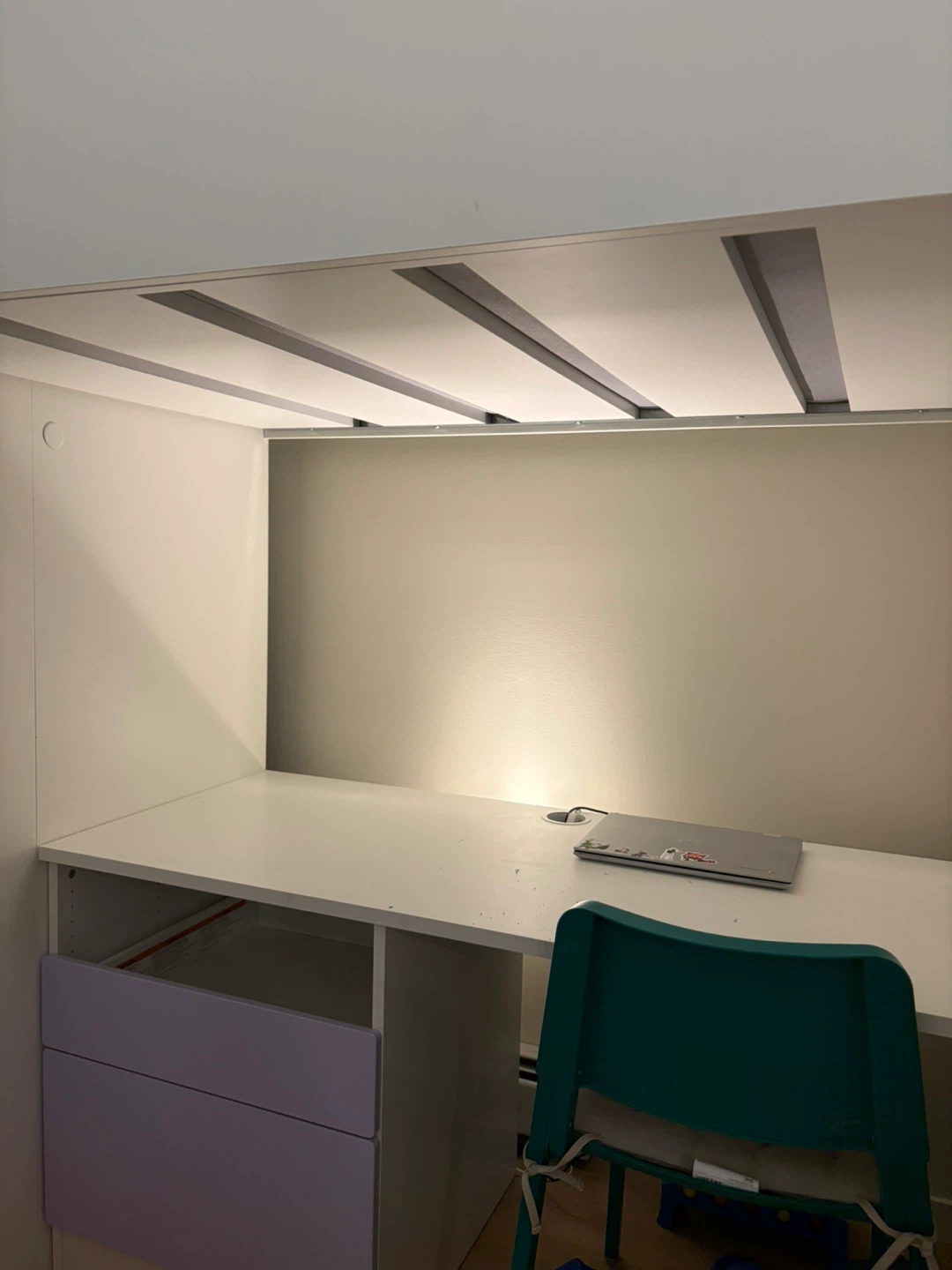 White Loft Bed with Desk and Drawers - photo 2