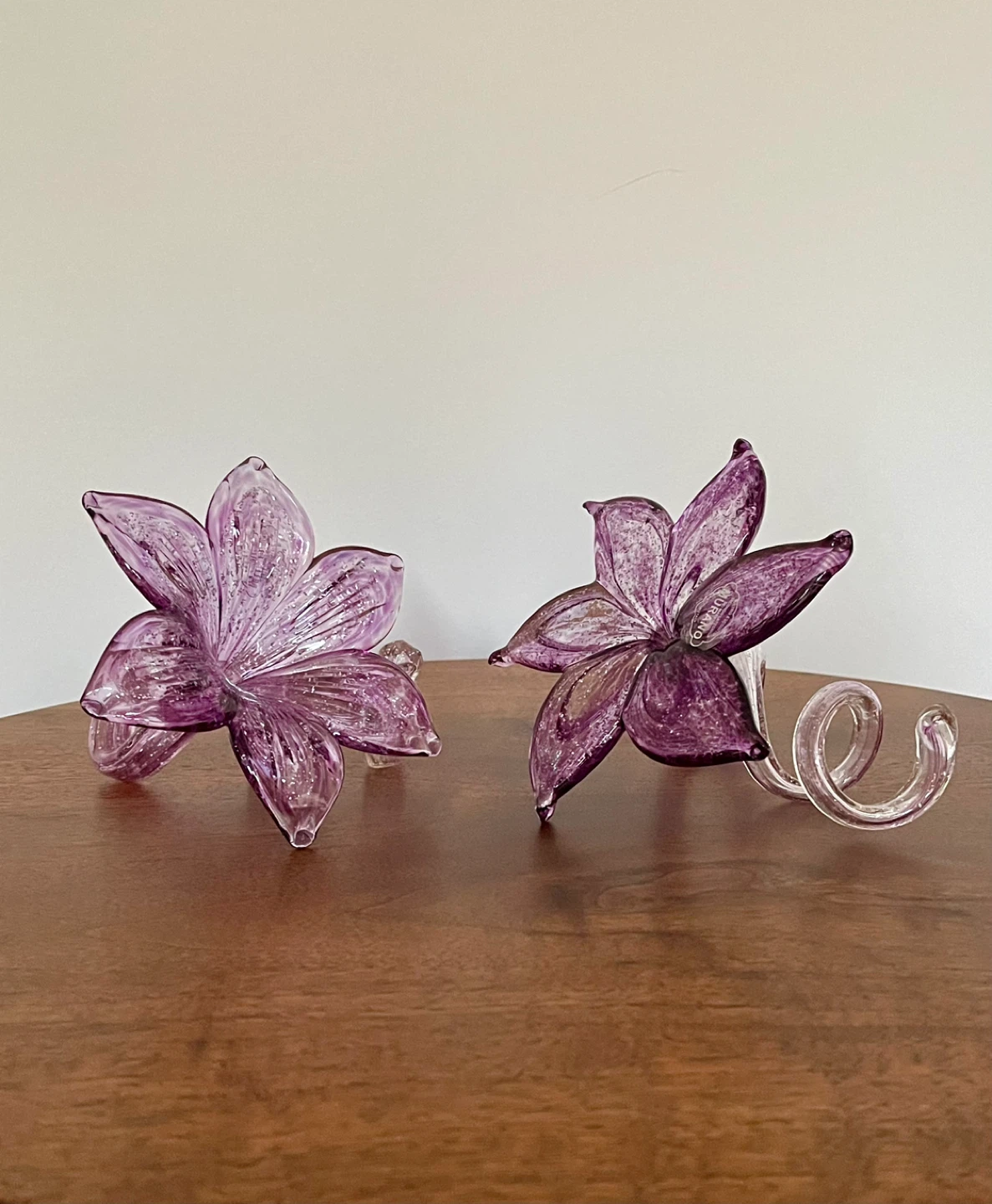Set of 2 Authentic Murano Glass Flowers - made in Italy