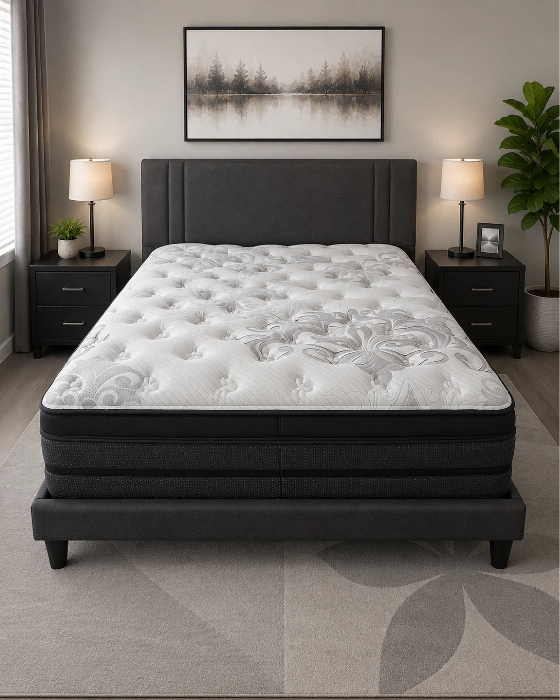 Queen Size Complete Bed Set | Grey | No bugs | No Pet | No Smoke