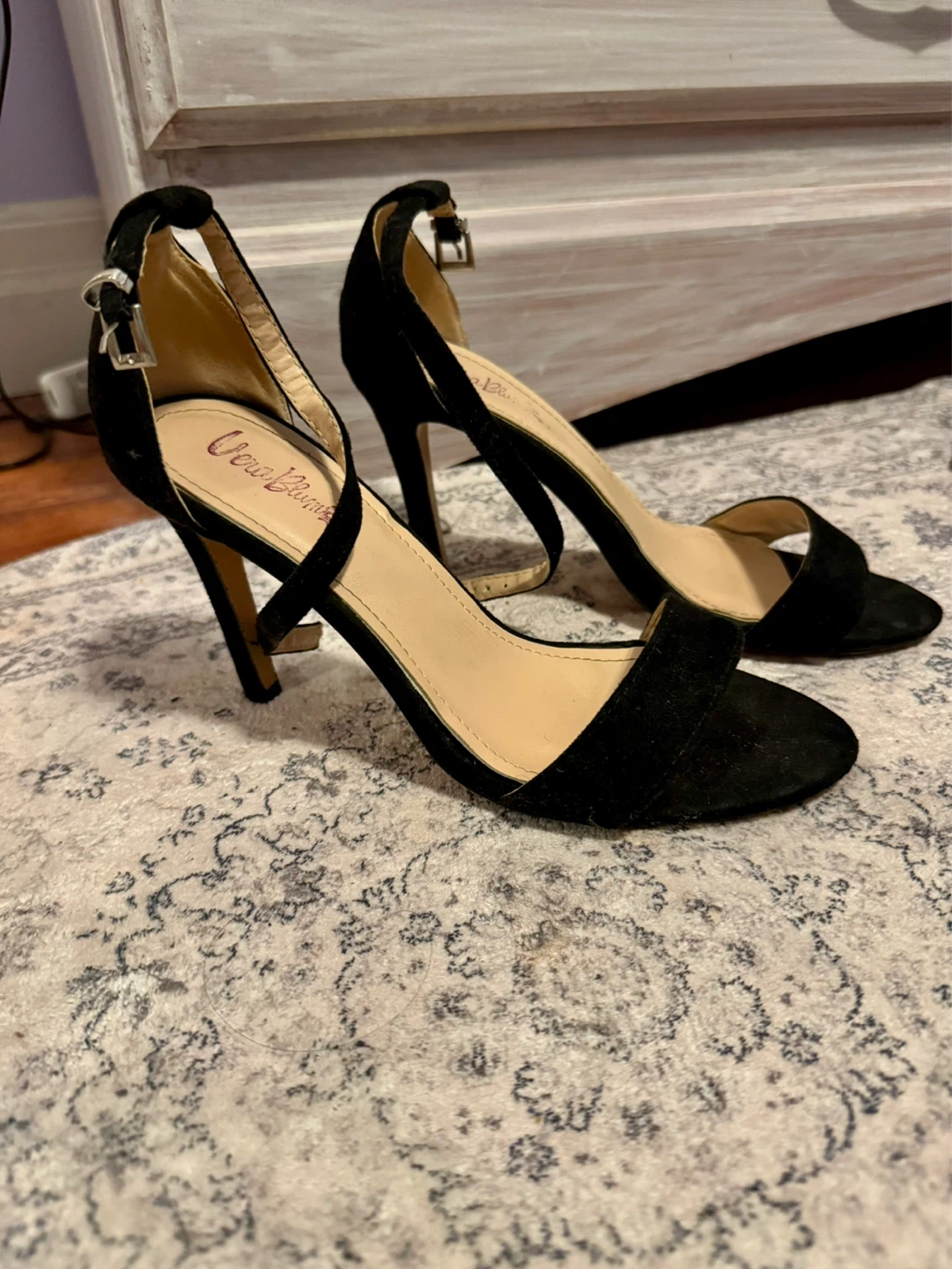 Black Suede Heeled Sandal